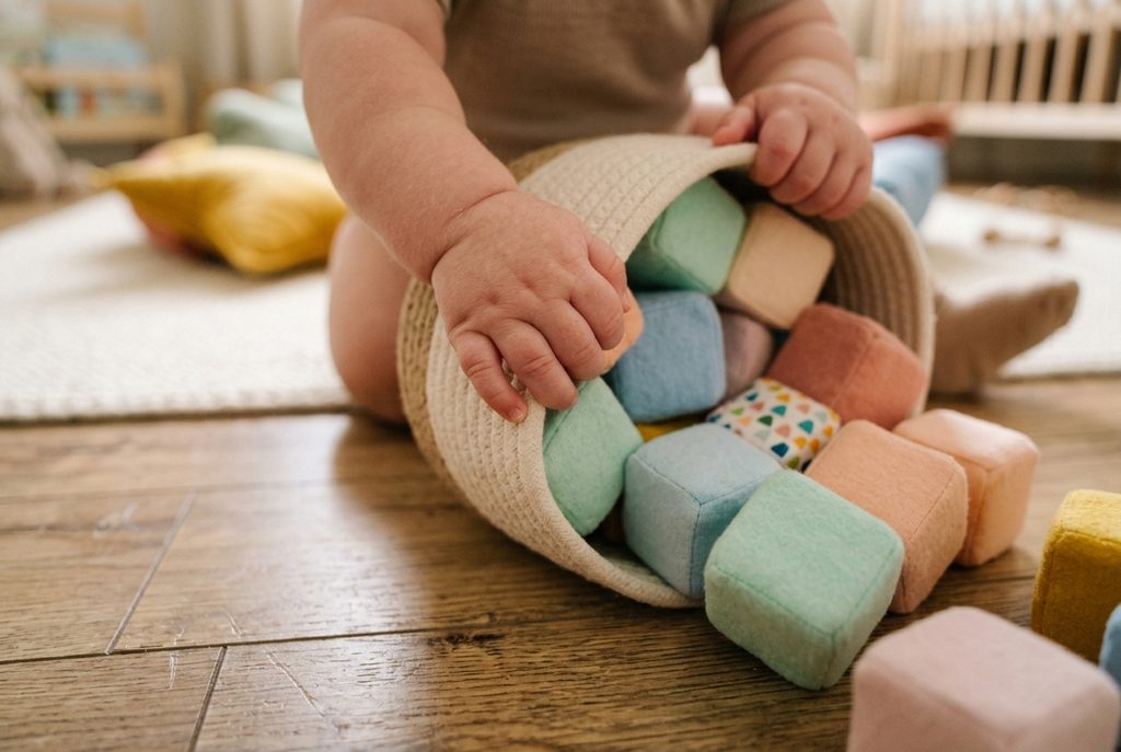 Baby Dumping Blocks from Container